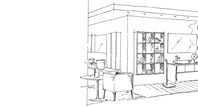 Boceto de un proyecto de interiorismo